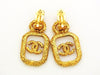 Authentic vintage Chanel earrings CC logo clear quad dangle jewelry