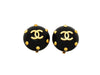 Authentic vintage Chanel earrings CC gold dot black round small real