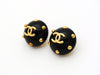Authentic vintage Chanel earrings CC gold dot black round small real