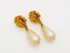 Authentic vintage Chanel earrings camellia pearl drop dangle jewelry