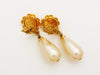 Authentic vintage Chanel earrings camellia pearl drop dangle jewelry