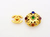 Authentic vintage Chanel earrings CC logo multi-color stone round