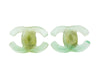 Authentic vintage Chanel earrings CC logo white green plastic double C