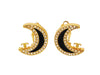 Authentic vintage Chanel earrings CC logo black moon rhinestone chic