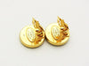 Authentic vintage Chanel earrings CC logo gold black round small real