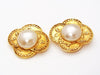 Authentic vintage Chanel earrings pearl gold logo medals classic real