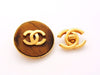 Authentic vintage Chanel earrings CC logo brown stone round jewelry