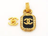 Authentic vintage Chanel earrings CC logo black plastic quad dangle