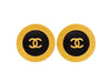 Authentic vintage Chanel earrings CC logo black gold round classic