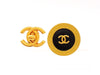 Authentic vintage Chanel earrings CC logo black gold round classic