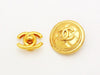 Authentic vintage Chanel earrings CC logo quilted gold round real
