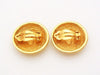 Authentic vintage Chanel earrings CC logo quilted gold round real