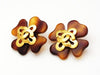 Authentic vintage Chanel earrings CC logo brown clover tortoiseshell