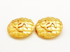 Authentic vintage Chanel earrings CC logo gold quilted round classic