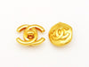 Authentic vintage Chanel earrings CC logo gold round classic jewelry