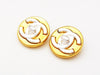 Authentic vintage Chanel earrings silver CC turnlock logo gold round