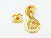 Chanel earrings CC logo hoop drop dangle Authentic