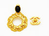 Chanel dangle earrings black stone CC hoop Authentic