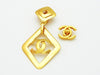 Chanel dangle earrings CC logo gold rhombus Authentic