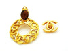Chanel dangle earrings CC logo hoop stone Authentic
