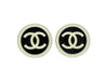 Chanel earrings CC logo round black white Authentic
