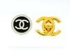 Chanel earrings CC logo round black white Authentic
