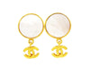 Chanel dangle earrings CC logo white stone Authentic