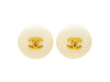 Chanel round earrings CC logo white Authentic