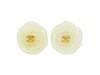 Chanel camellia earrings CC logo white Authentic real