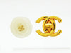 Chanel camellia earrings CC logo white Authentic real