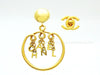 Chanel dangle earrings logo hoop Authentic