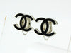Chanel earring black silver CC logo double C Authentic