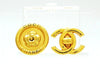 Chanel round earrings camellia logo Authentic