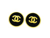 Chanel round earrings CC logo black small Authentic Vintage Chanel