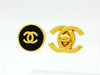 Chanel round earrings CC logo black small Authentic Vintage Chanel