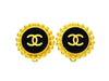 Chanel earrings CC logo black round Authentic