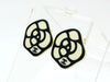 Chanel camellia earrings CC logo black Authentic