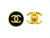 Chanel earring CC logo black round Authentic