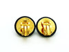 Chanel earring CC logo black quilted round Authentic