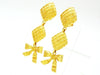 Chanel dangling earring rhombus ribbon Authentic