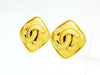 Vintage Chanel rhombus earring CC logo double C jewelry Authentic