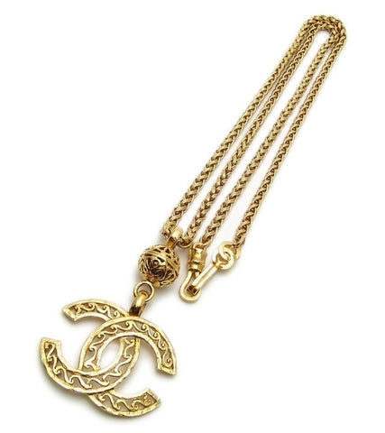 Authentic vintage Chanel necklace choker chain gold ball & CC pendant