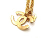 Authentic vintage Chanel necklace choker chain double CC pendant