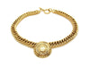 Authentic vintage Chanel necklace choker chain gold CC logo medallion pendant