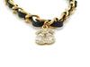 Authentic vintage Chanel necklace choker chain rhinestone CC pendant