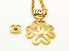 Authentic vintage Chanel necklace choker chain gold CC flower pendant