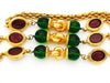 Authentic vintage Chanel necklace chain red green glass stones jewelry