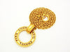 Authentic vintage Chanel necklace logo hoop pendant gold chain classic