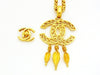 Authentic vintage Chanel necklace CC logo swing charm pendant chain