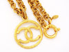 Chanel Necklace CC logo hoop pendant chain Authentic